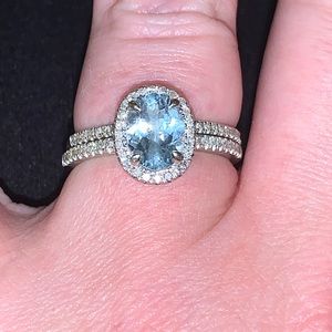 Size 7 Aquamarine and diamond rings 14k white gold - Recently cleaned by jeweler